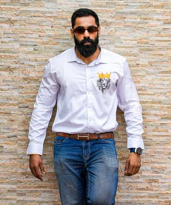 White the ruler handpainted cotton shirt 2