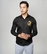 Black aquarius handpainted cotton shirt