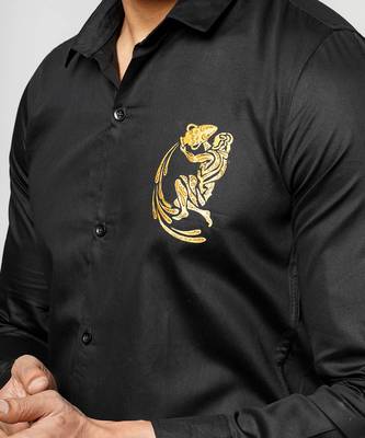 Black aquarius handpainted cotton shirt 4