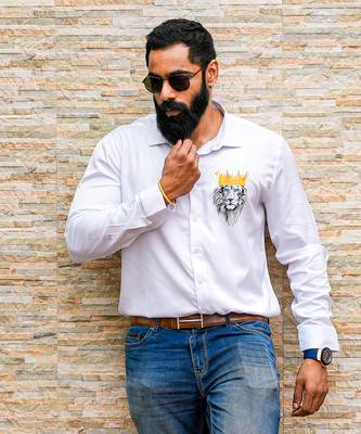 White the ruler handpainted cotton shirt 5