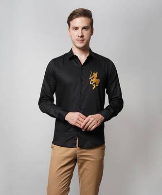 Black saggitarius handpainted cotton shirt 1
