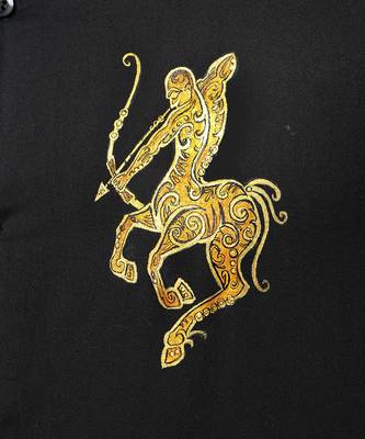 Black saggitarius handpainted cotton shirt 2