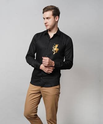 Black saggitarius handpainted cotton shirt 3