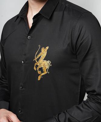 Black saggitarius handpainted cotton shirt 4