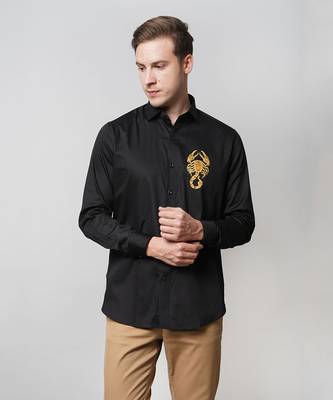 Black scorpio handpainted cotton shirt 1
