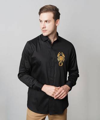 Black scorpio handpainted cotton shirt 3