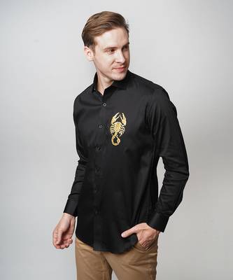 Black scorpio handpainted cotton shirt 4