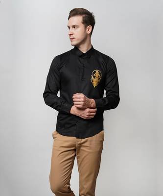 Black virgo handpainted cotton shirt 1