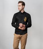 Black virgo handpainted cotton shirt