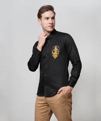 Black virgo handpainted cotton shirt 2