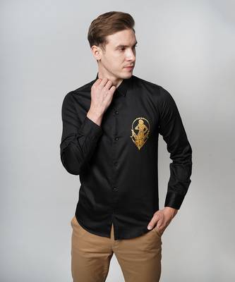 Black virgo handpainted cotton shirt 4