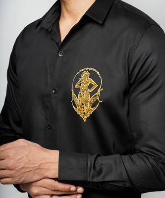 Black virgo handpainted cotton shirt 5