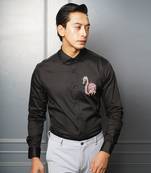 Black flamboyant handpainted cotton shirt