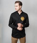 Black leo handpainted cotton shirt