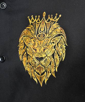 Black leo handpainted cotton shirt 2