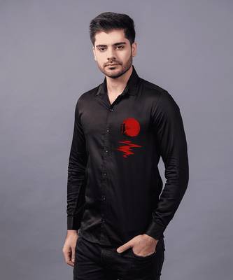 Black blood moon handpainted cotton shirt 1
