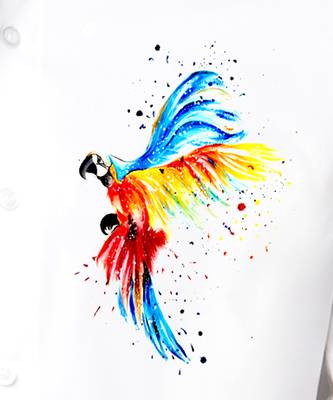 White macaw handpainted cotton shirt 2