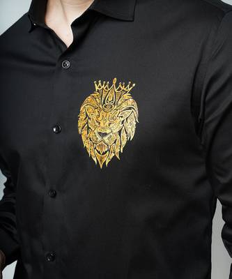Black leo handpainted cotton shirt 5