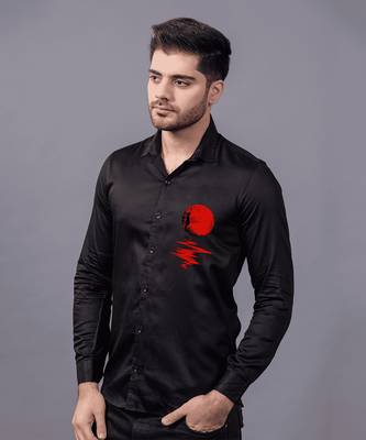 Black blood moon handpainted cotton shirt 3