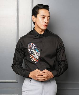 Black morph handpainted cotton shirt 1