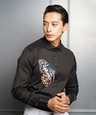 Black morph handpainted cotton shirt 2