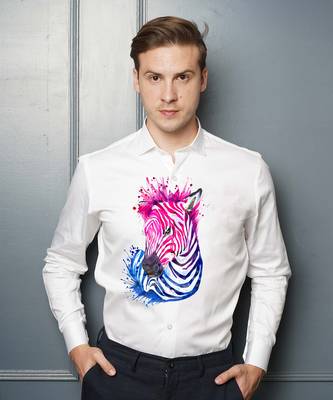 White vibrant zebra handpainted cotton shirt 2