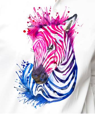 White vibrant zebra handpainted cotton shirt 3
