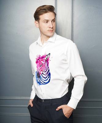 White vibrant zebra handpainted cotton shirt 4