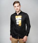 Black metal strokes handpainted cotton shirt