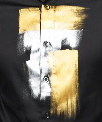 Black metal strokes handpainted cotton shirt 5