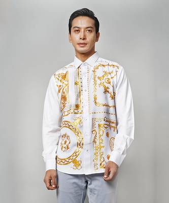 White monarch handpainted cotton shirt 1