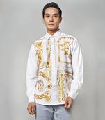 White monarch handpainted cotton shirt