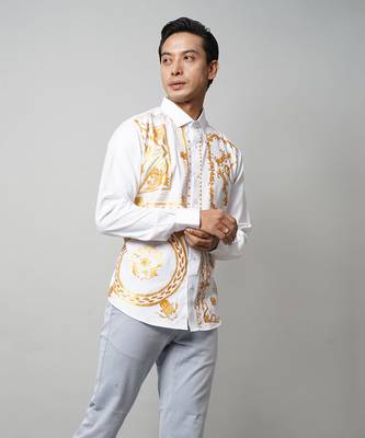 White monarch handpainted cotton shirt 2