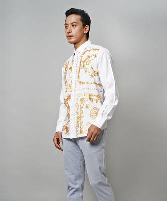 White monarch handpainted cotton shirt 3