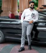 White pure spirit wolf handpainted cotton shirt