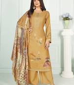 Stylee lifestyle mustard muslin embroidered dress material