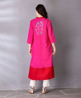 Bubblegum pink cotton linen kurta set 5