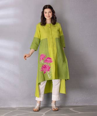 Lime green kurta set 1