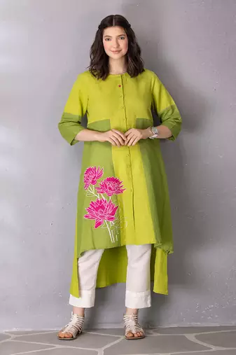 Lime green kurta set