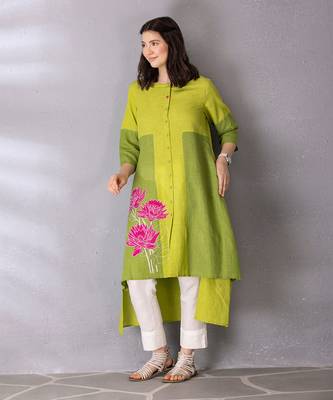 Lime green kurta set 3
