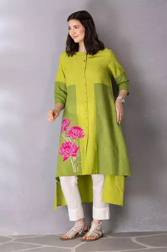 Lime green kurta set