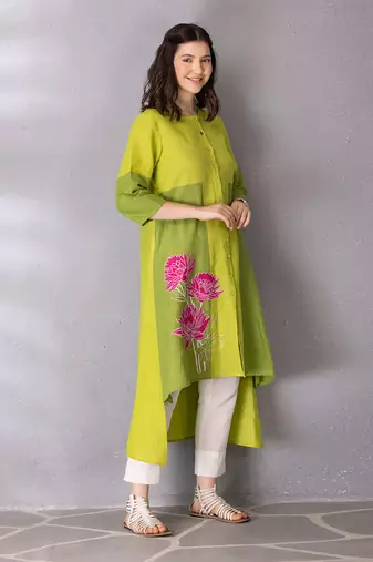 Lime green kurta set