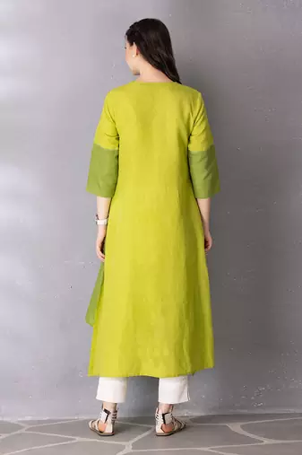 Lime green kurta set
