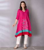 Pink cotton linen kurta set