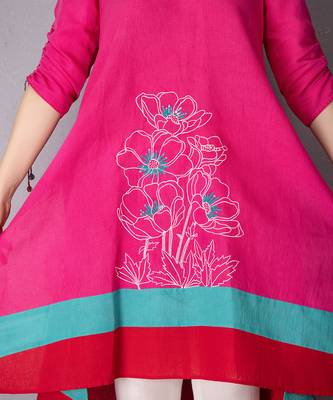 Pink cotton linen kurta set 5