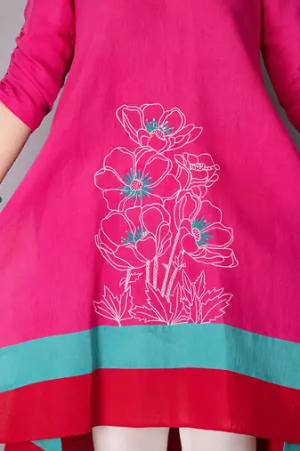 Pink cotton linen kurta set