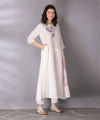 White cotton linen kurta set 3