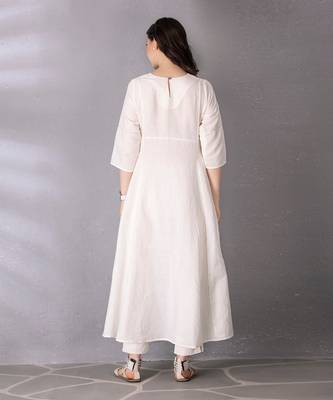 White cotton linen kurta set 5