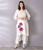 White tunic - cotton linen, pant - cotton linen kurta set