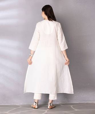 White tunic - cotton linen, pant - cotton linen kurta set 4